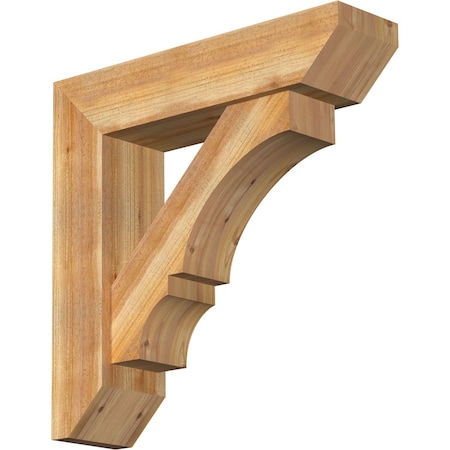 Ekena Millwork Balboa Slat Rough Sawn Bracket w/ Offset Brace, Western Red Cedar, 8"W x 32"D x 32"H BKT0806X32X32BOA06RWR